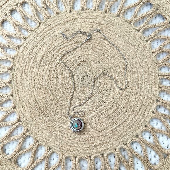 Disney Minnie Mickey Rhinestone Silhouette Clear Silver Locket Pendant Necklace - Picture 7 of 7